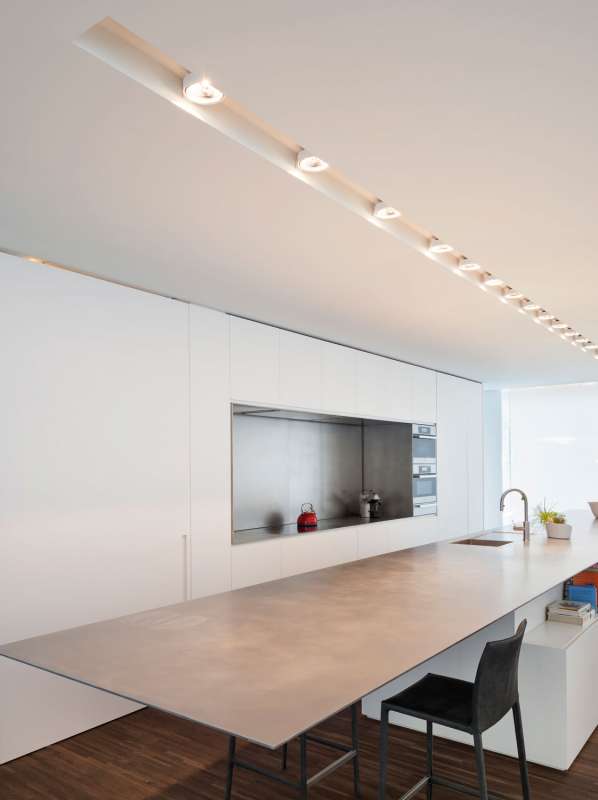 Recessed spotlights in a kitchen